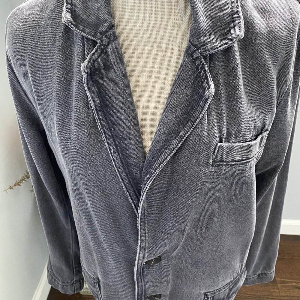 NWOT Zara Dark Gray Thick  Denim Oversize Jacket Size XS - Picture 2 of 6